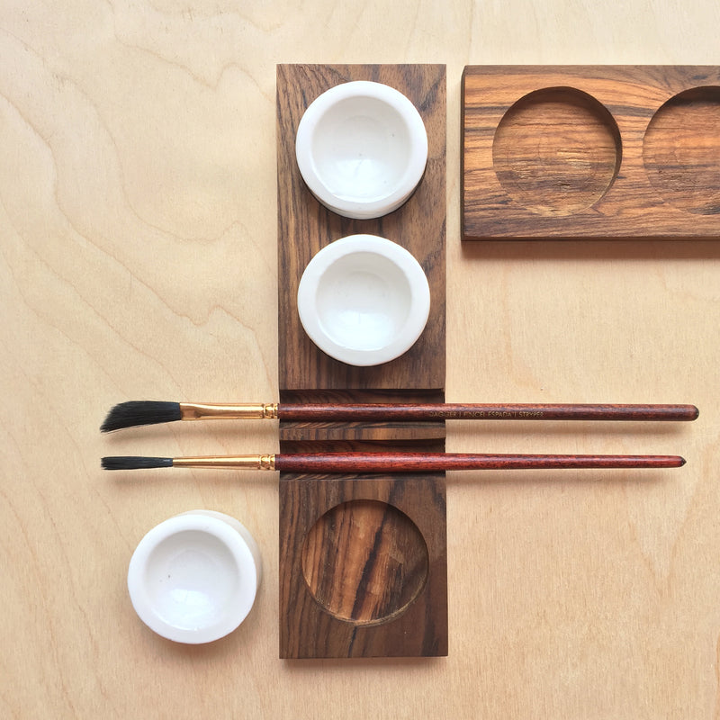3 Paint Pans + Brush Rest Artist's Tools